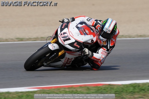 2009-09-26 Imola 2436 Tamburello - Superbike - Free Practice - Leon Haslam - Honda CBR1000RR
